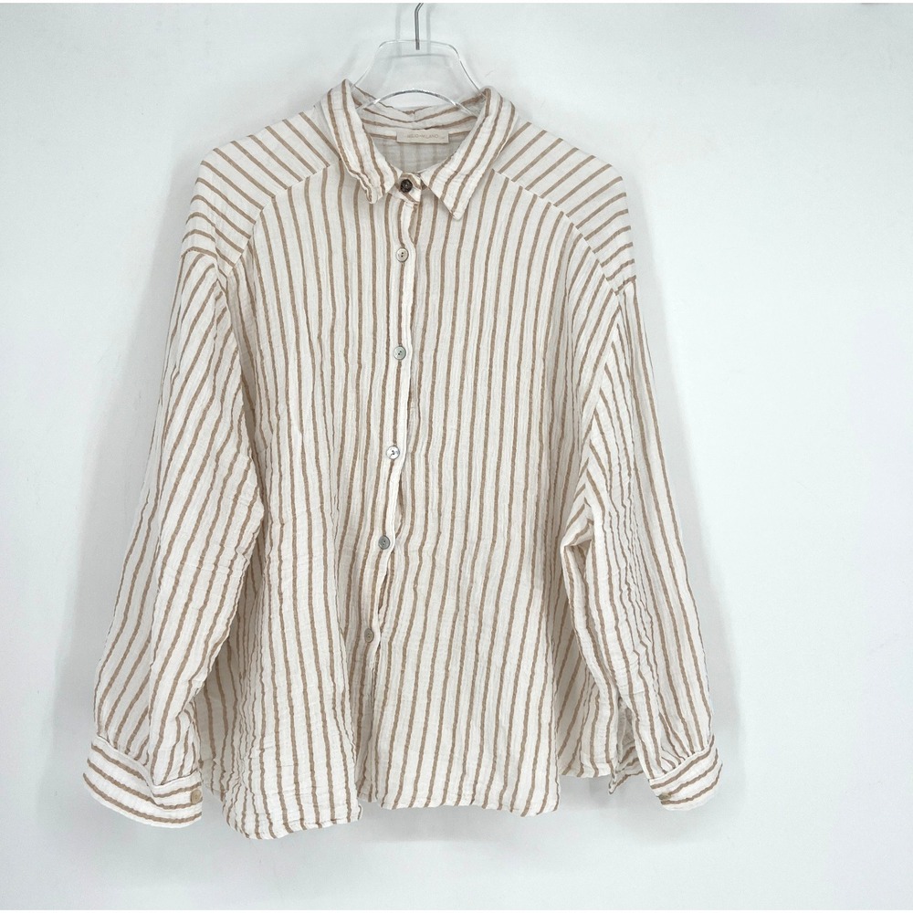 Milo Milano Top Womens‎ L Striped Boxy Relaxed Heritage Boho Lightweight Travel